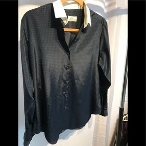 Vintage Collared Navy Silky Levy’s Top Size 16